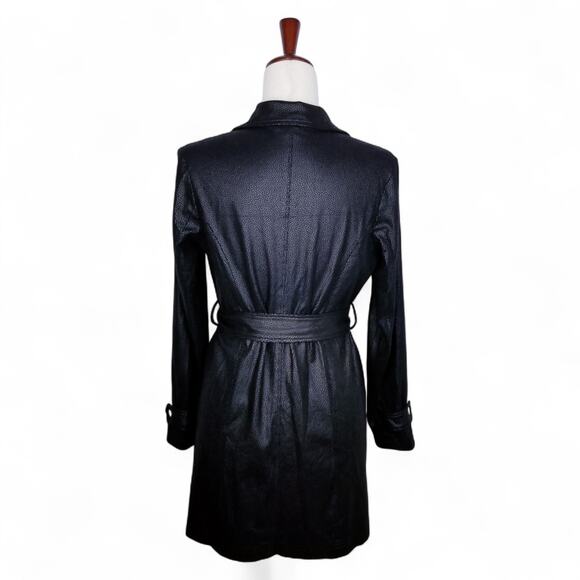 SIMPLY NOELLE Wrap Trench Mid Jacket Black Suedelook Embossed Print XS (4-6) - Picture 4 of 8